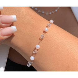 Pulseira de perolas e cristais - P3386 - Lojas das Revendedoras