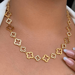 Chocker de trevo liso e cravejado - C8122 - Lojas das Revendedoras