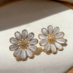 Brinco de flor olho de gato - B85623 - Lojas das Revendedoras