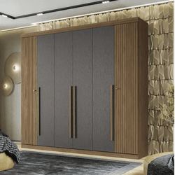 GUARDA ROUPA BURITI 6 PORTAS C/ PES JATOBA/GRAFITE... - Lojas Premium