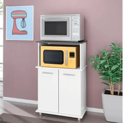 Balcão Isis para Microondas e Forno 2 Portas Branc... - Lojas Premium