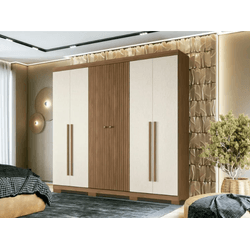GUARDA ROUPA BURITI 6 PORTAS C/ PES JATOBA AREIA S... - Lojas Premium