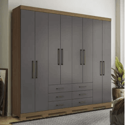 GUARDA ROUPA MASTER 8 PORTAS 6 GAVETAS C/PES JATOB... - Lojas Premium