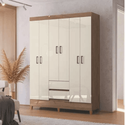 GUARDA ROUPA FIT 6 PORTAS 2 GAVETAS COM PÉS JEQUIT... - Lojas Premium