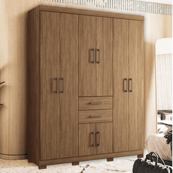 Guarda Roupa Casal 8 Portas Verona Jatoba Santos A... - Lojas Premium
