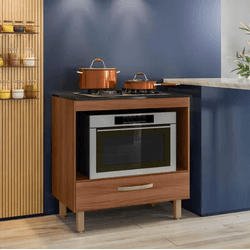 Balcão para Cooktop e Forno Microondas 0,80 Avelã ... - Lojas Premium