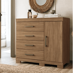 Comoda Sapateira Plus 1 porta e 4 gavetas Jatoba S... - Lojas Premium