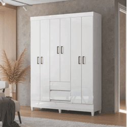 GUARDA ROUPA FIT 6 PORTAS 2 GAVETAS COM PÉS BRANCO... - Lojas Premium