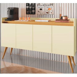 APARADOR BUFFET GOLD 4 PORTAS PEROLA/MEL M. PRIMUS... - Lojas Premium