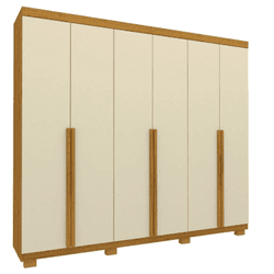 GUARDA ROUPA CASAL IMPERATRIZ 6 PORTAS NATURALE OF... - Lojas Premium
