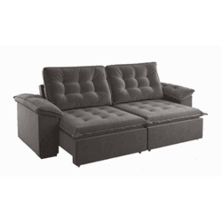 SOFÁ RETRATIL ZURICH 2,50 C/PILLOW K038 CINZA BIAN... - Lojas Premium