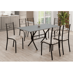 MESA PARATY 6 CADEIRAS BASE CABO FRIO 1,40 C. PRET... - Lojas Premium