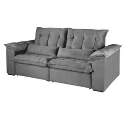 SOFA RETRATIL NAVES 533 VELUDO CINZA QUINESTOFADOS... - Lojas Premium