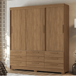GUARDA ROUPA MORRETES 3.9 3 PORTAS 9 GAVETAS JTB/J... - Lojas Premium