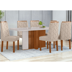 MESA ASTRIDE AMENDOA OFF WHITE 1,70 6 CADEIRAS RAY... - Lojas Premium