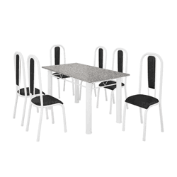 MESA ATENAS C/6 CADEIRAS BASE ALAGOAS GRANITO OCRE... - Lojas Premium