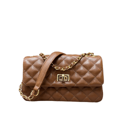 Bolsa Lavínia Couro Caramelo com Ferragens Dourada - Look My Bag