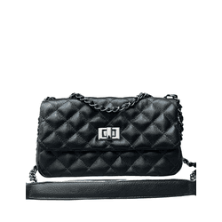 Bolsa Lavínia Couro Preto com Ferragens Grafite - Look My Bag