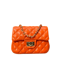 Bolsa Kiara Pequena Couro Laranja com Ferragens Do... - Look My Bag