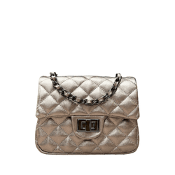 Bolsa Kiara Pequena Couro Onix Metalizado com Ferr... - Look My Bag