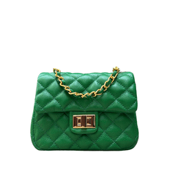 Bolsa Kiara Pequena Couro Verde Bandeira com Ferra... - Look My Bag