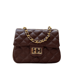 Bolsa Kiara Pequena Couro Marrom com Ferragens Dou... - Look My Bag