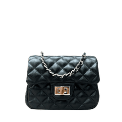 Bolsa Kiara Pequena Couro Preto com Ferragens Prat - Look My Bag