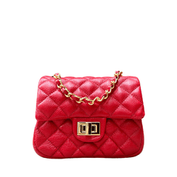 Bolsa Kiara Pequena Couro Vermelho com Ferragens D... - Look My Bag