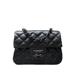 Bolsa Kiara Pequena Couro Preto com Ferragens Graf... - Look My Bag