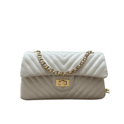 Bolsa Kiara Média Chevron Couro Off White - Look My Bag