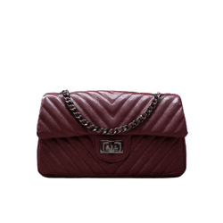 Bolsa Kiara Média Chevron Couro Cabernet Grafite - Look My Bag