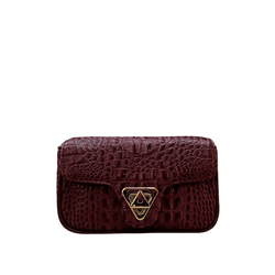 Bolsa Giulia Couro Croco Cabernet com Ferragens Do... - Look My Bag