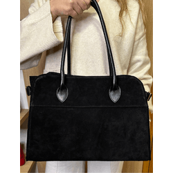 Bolsa Ivy Couro Carmurça Preta - Look My Bag