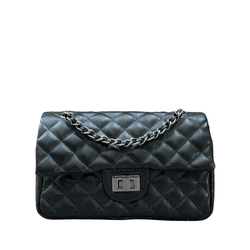 Bolsa Kiara Média Couro Preto com Ferragens Grafit... - Look My Bag