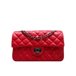 Bolsa Kiara Média Couro Vermelho Ferragem Grafite - Look My Bag