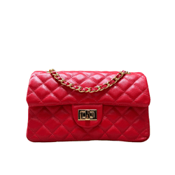 Bolsa Kiara Média Couro Vermelho com Ferragens Dou... - Look My Bag