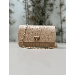 Bolsa Livia Couro Croco Nude - Look My Bag