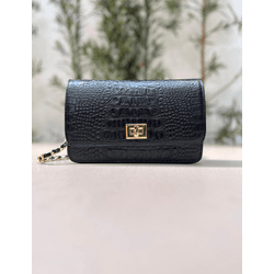 Bolsa Livia Couro Croco Preto - Look My Bag