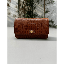 Bolsa Livia Couro Croco Caramelo - Look My Bag