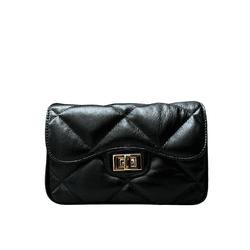 Bolsa Luiza Couro Preto com Ferragens Dourada - Look My Bag