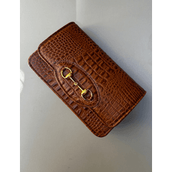 Bolsa Luna Couro Croco Caramelo - Look My Bag