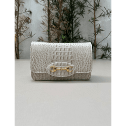 Bolsa Luna Couro Croco Off White - Look My Bag