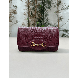 Bolsa Luna Couro Croco Cabernet - Look My Bag
