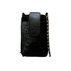 Porta Celular Mia em Couro Croco Preto - Look My Bag
