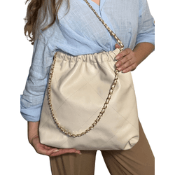 Bolsa Vitoria Couro Off White - Look My Bag