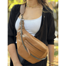 Pochete de Couro Alice Caramelo - Look My Bag