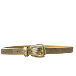 Cinto Pavia Couro Croco Ouro Light Metalizado - Look My Bag