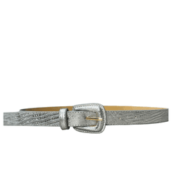 Cinto Pavia Couro Croco Prata Metalizado - Look My Bag