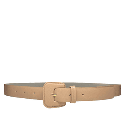 Cinto de Couro Andria Nude com Fivela Encapada Qua... - Look My Bag