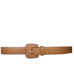 Cinto de Couro Andria Caramelo com Fivela Encapada... - Look My Bag